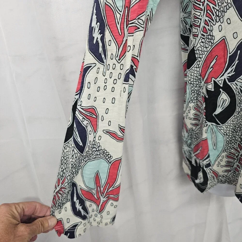 Stateside Blue Red Long Sleeve Tee Shirt Floral Artsy Boho XL - Picture 3 of 10